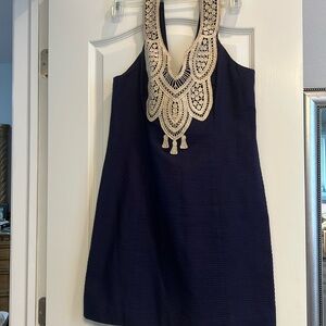 Lilly Pulitzer Largo Gold Embroidered Shift Dress